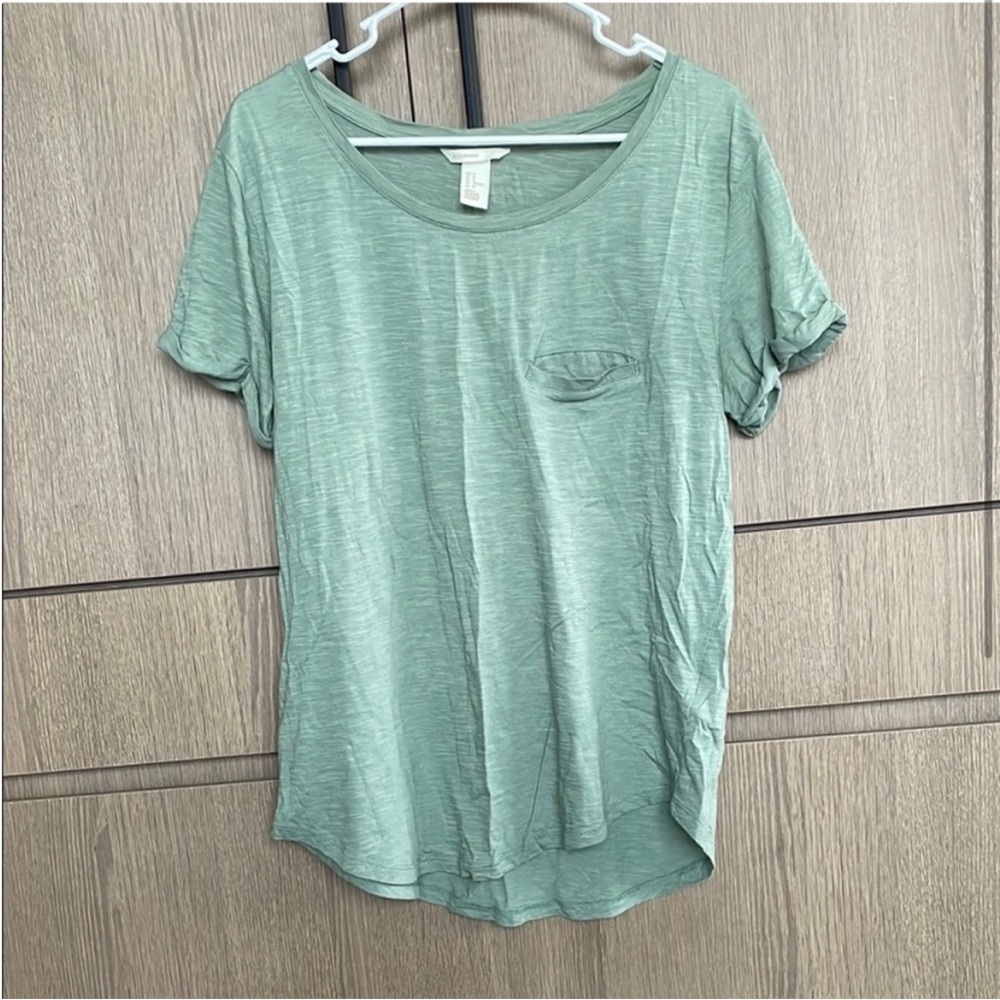 H&M Green Wide Crewneck T-Shirt - Short Sleeve Tee - Size M